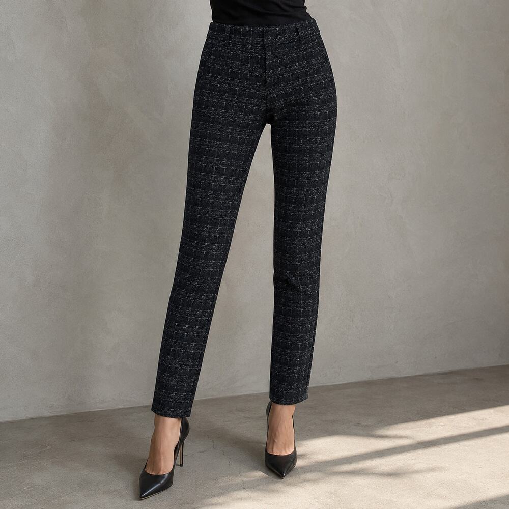 Kut Stefany Black Plaid Pants 6 Office Siren Dark Academia Tailored